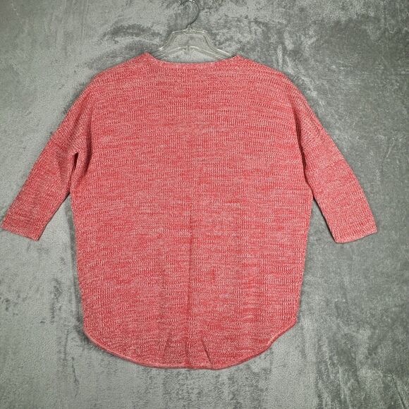 Express Sweater Womens Medium Red White Marled Chunky Oversized Preppy Comfy - Picture 3 of 8